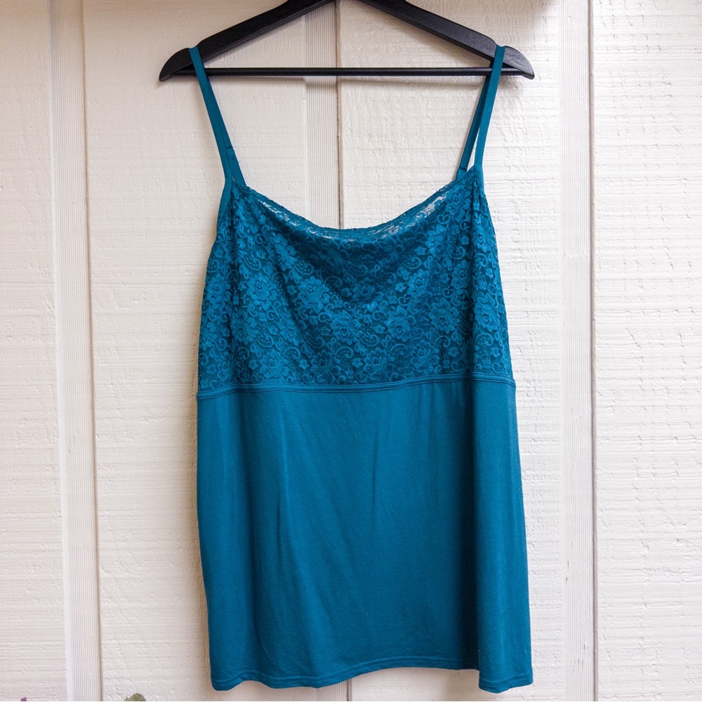 Lane Bryant Blue Lace Trim Cami